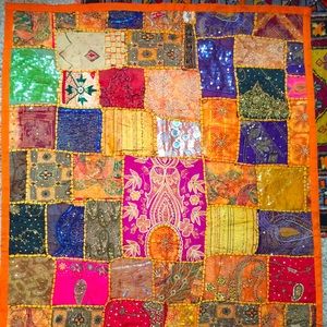 Antiquated Sari Quilt with backing